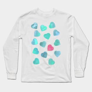 One heart in a million - turquoise and pink Long Sleeve T-Shirt